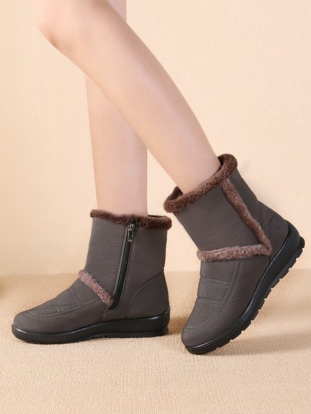 

Casual Winter Warm Lined Snow Boots with Side Zip, Gray, Boots