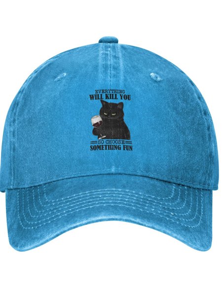 

Everything Will Kill You Animals Graphic Adjustable Hat, Blue, Hats