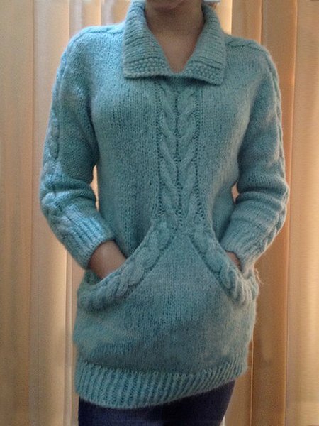 

Shawl Collar Casual Plain Regular Fit Sweater, Blue, Sweaters