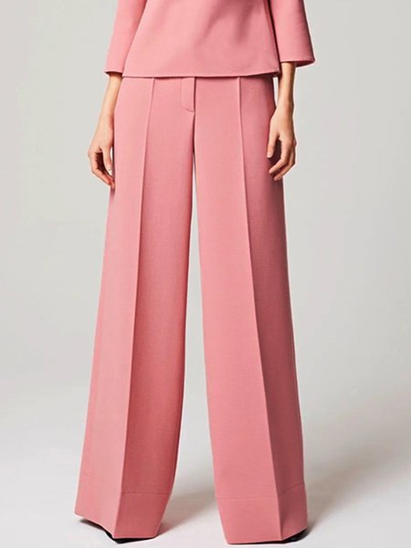 

Daily Plain Simple Fashion Wide leg Pants, Pink, Pants