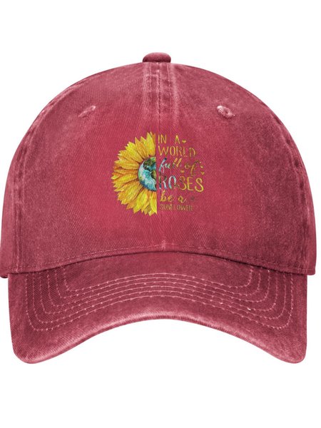 

In A World Full Of Roses Plant Graphic Adjustable Hat, Red, Hats