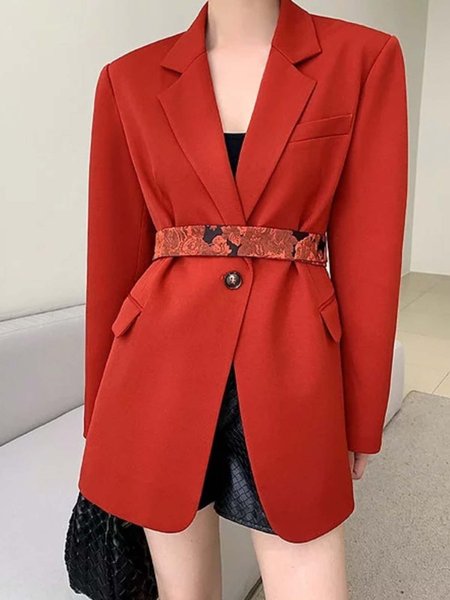 

Daily Long sleeve Loose Elegant Blazer, Red, Blazers