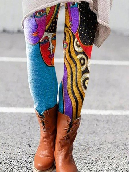 

Abstract Casual Leggings, Multicolor, Leggings