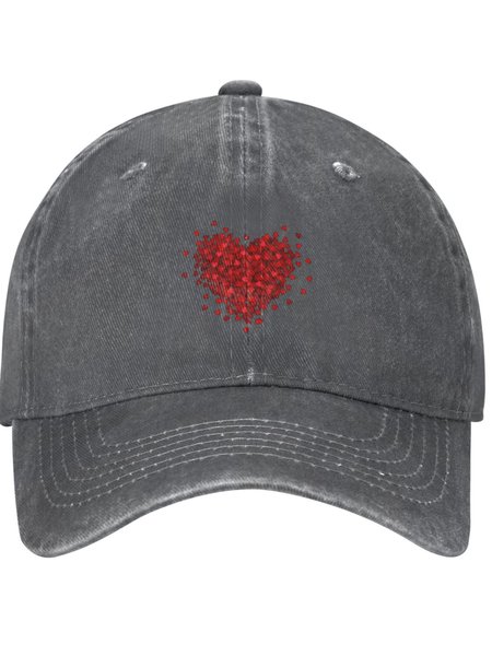 

Valentine's Day Heart Festival Graphic Adjustable Hat, Deep gray, Women's Hats
