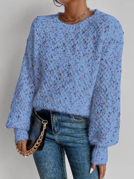

Women White Knitting Ombre Designed Crew Neck Long Sleeve Sweater, Blue, Sweaters