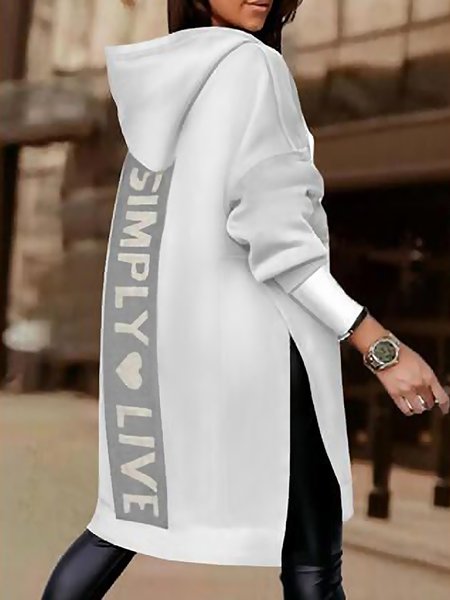 

Hoodie Text Letters Casual Long sleeve Sweatshirt, White-gray, Hoodies and Sweatshirts