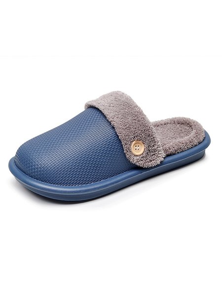 

Waterproof Casual Removable Faux Fur Lined Living Room Slippers, Dark_blue, Slippers