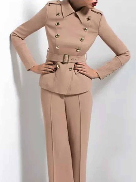 

Long sleeve Shawl Collar Elegant Plain Regular Fit Jacket, Khaki, Jackets