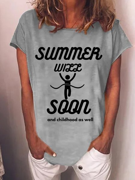 

Lilicloth X Abdullah Summer Will Soon And Childhood As Well Womens T-Shirt, Gray, T-shirts