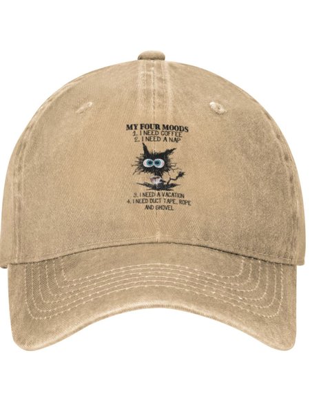 

My Four Moods Animal Graphic Adjustable Hat, Khaki, Hats