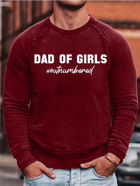 

Men’s Dad Of Girls Outnumbered Simple Loose Cotton-Blend Sweatshirt, Red, Hoodies&Sweatshirts
