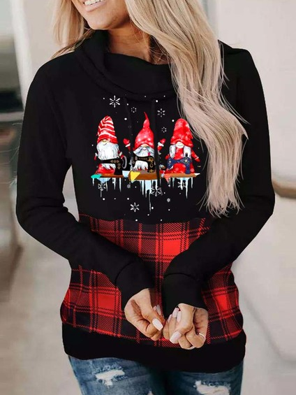

Christmas Plaid Casual Shawl Collar Sweatshirt, Black, Sweatshirts & Hoodies
