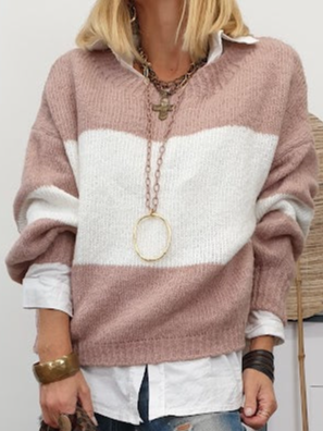 

Color Block Casual Color Block Wool/Knitting Sweater, Multicolor, Sweaters