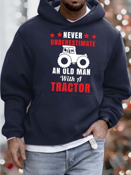 

Men’s Never Underestimate An Old Man With A Tractor Hoodie Loose Casual Sweatshirt, Deep blue, Hoodies&Sweatshirts