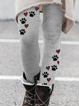 

Women's Love Cat Regular Fit Simple Cat Leggings, Gray, Leggings