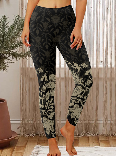 

Lilicloth x Iqs Floral Print Womens Tummy Control Legging, As picture, Leggings