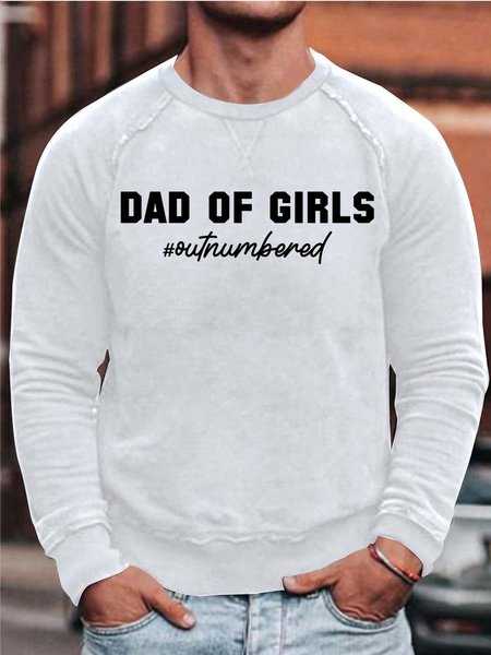 

Men’s Dad Of Girls Outnumbered Simple Loose Cotton-Blend Sweatshirt, White, Hoodies&Sweatshirts