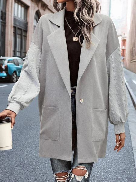

Shawl Collar Woolen Casual Plain Other Coat, Gray, Outerwear