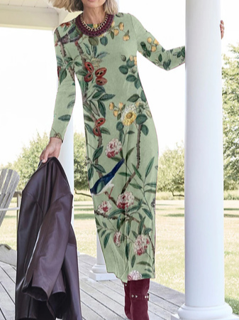 

Casual Floral Regular Fit Dress, Multicolor, Midi Dresses