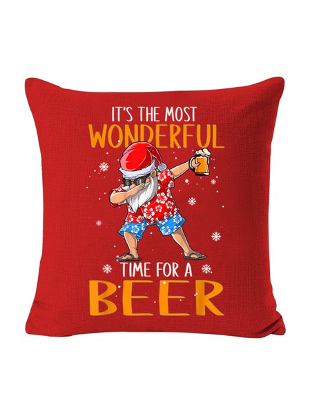 18*18 Christmas Backrest Cushion Pillow Covers Decorations For Home, Wine red, Pillow Covers