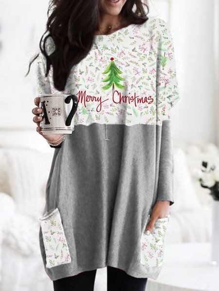 

Casual Crew Neck Christmas Dress, Multicolor, Mini Dresses