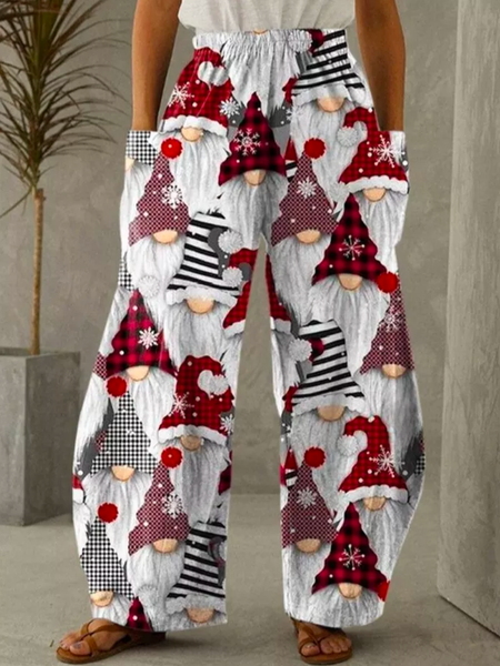 

Color Block Loose Casual Casual Pants, Red, Pants