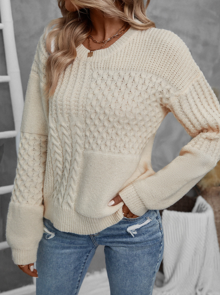 

Casual Wool/Knitting Plain Sweater, Apricot, Sweaters