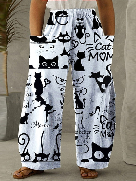 

Animal Casual Cotton-Blend Casual Pants, White, Pants
