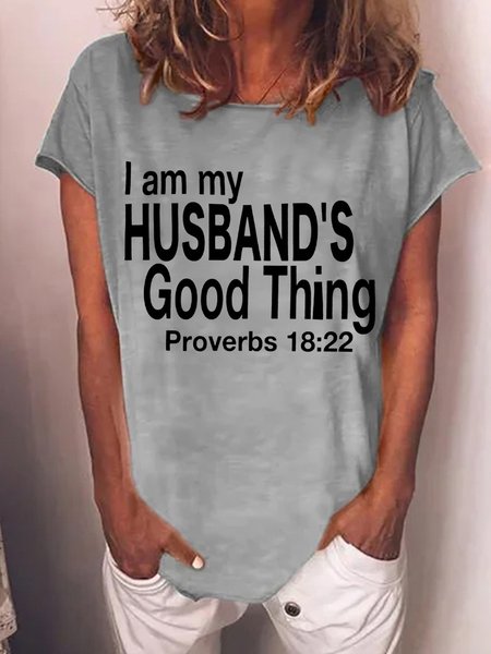 

Valentines Day I Am My Husbands Good Things Womens T-Shirt, Gray, T-shirts