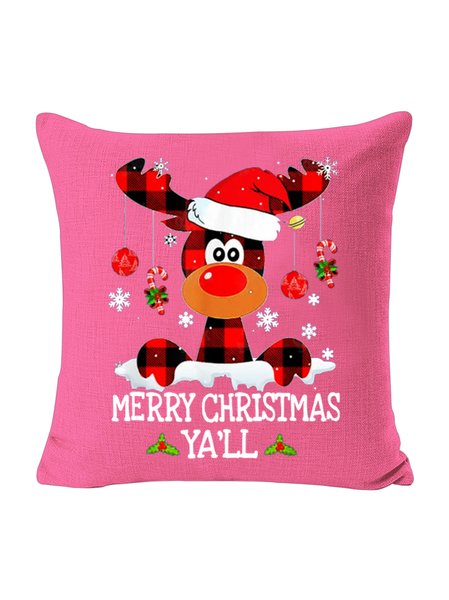 

18*18 Christmas Backrest Cushion Pillow Covers Decorations For Home, Rose red, Pillow Covers