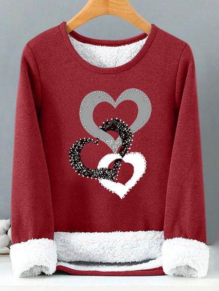 

Women‘s Loose Crew Neck Simple Heart Love Sweatshirt, Red, Hoodies&Sweatshirts