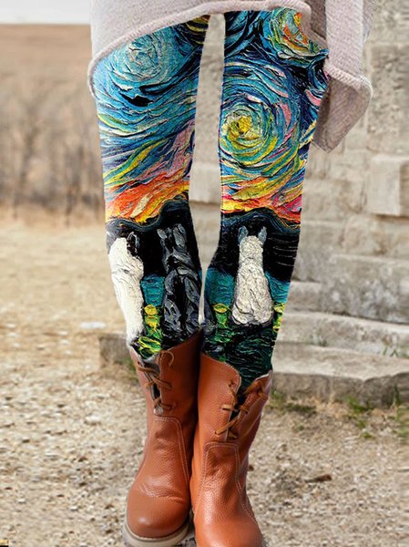 

Women’s Dog Lover Print Casual Leggings, As picture, Leggings