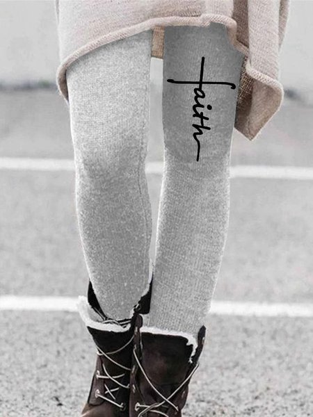 

Women's Faith Regular Fit Simple Warm Leggings, Gray, Leggings