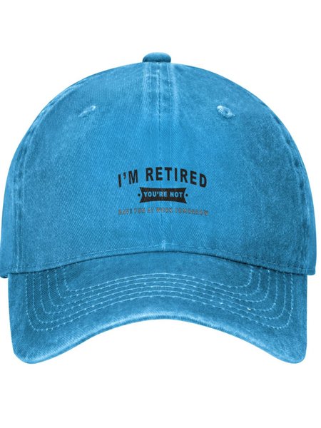 

I Am Retired Funny Text Letters Adjustable Hat, Blue, Hats