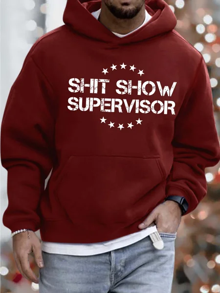 

Men’s Shit Show Supervisor Hoodie Loose Casual Sweatshirt, Red, Hoodies&Sweatshirts