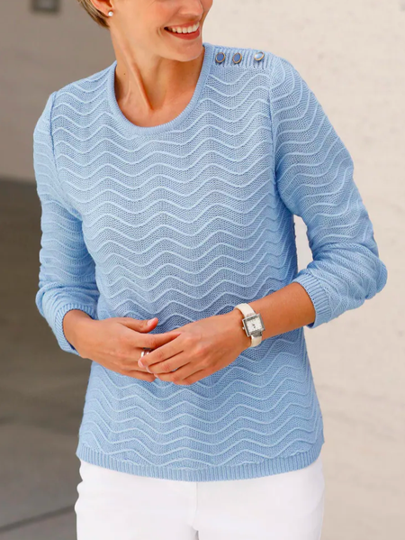 

Boho Plain Crew Neck Loose Sweater, Blue, Sweaters & Cardigans