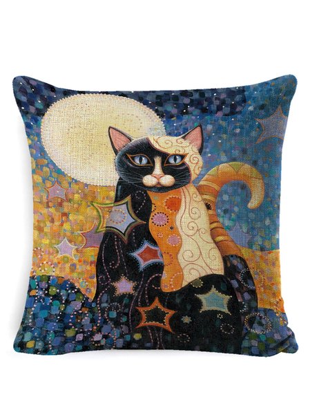 

18*18 Art Cat Throw Pillow Covers, Cushion Case Decoration For Sofa Backrest Cushion, Purplish blue, Pillow Covers