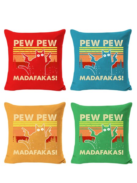 

18*18 Set of 4 Cat Backrest Cushion Pillow Covers, Decorations For Home, Color2, Pillow Covers