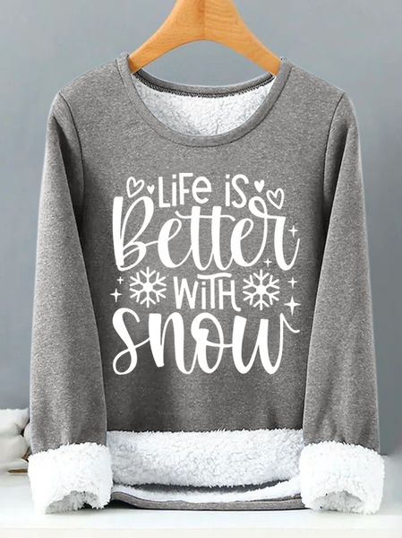 Winter Lover Life Is Better With Snow Womens Warmth Fleece Sweatshirt, Gray, Hoodies&Sweatshirts