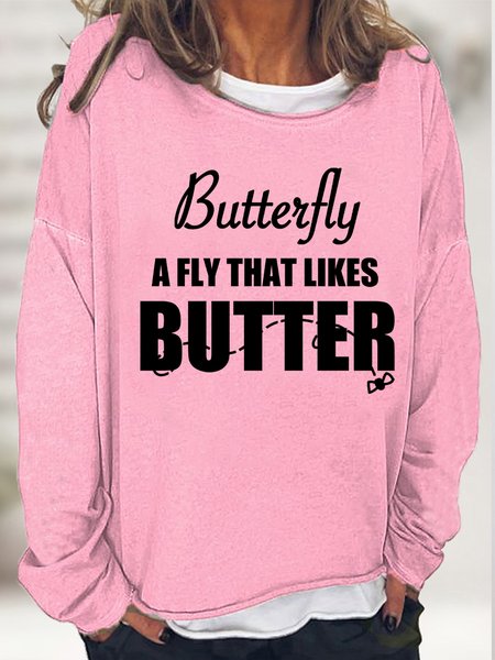 

Lilicloth X Lisa Butterfly A Fly That Likes Butter Womens Sweatshirt, Pink, Hoodies&Sweatshirts