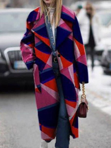 

Casual Color Block Overcoat, Multicolor, Trench Coats