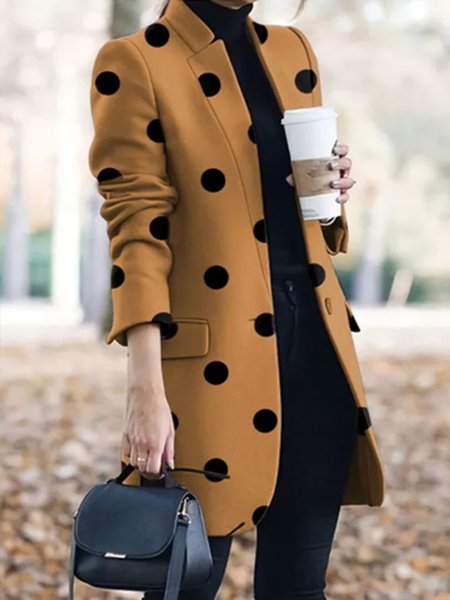 

Lapel Collar Regular Fit Urban Polka Dots Blazer, Khaki, Blazers
