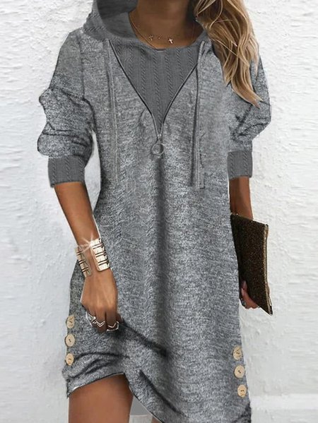 

Color Block V Neck Casual Dress, Gray, Dresses