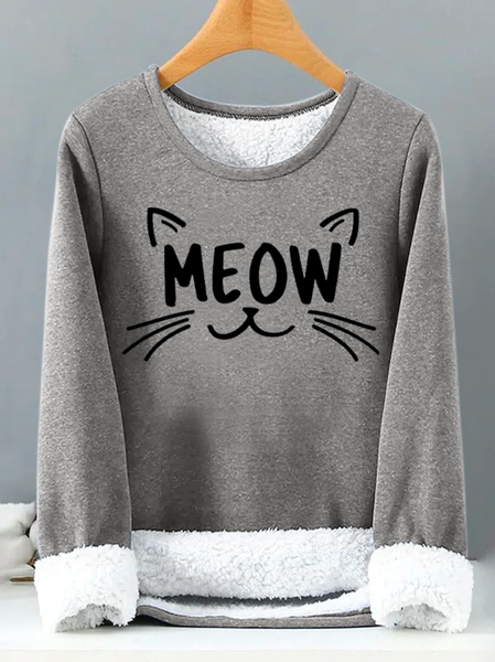 

Cat Lover Meow Womens Warmth Fleece Sweatshirt, Gray, Hoodies&Sweatshirts