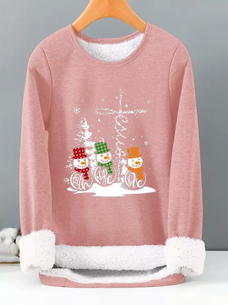 

Loose Christmas Snowman Casual Sweatshirt, Pink, Hoodies & Sweatshirts