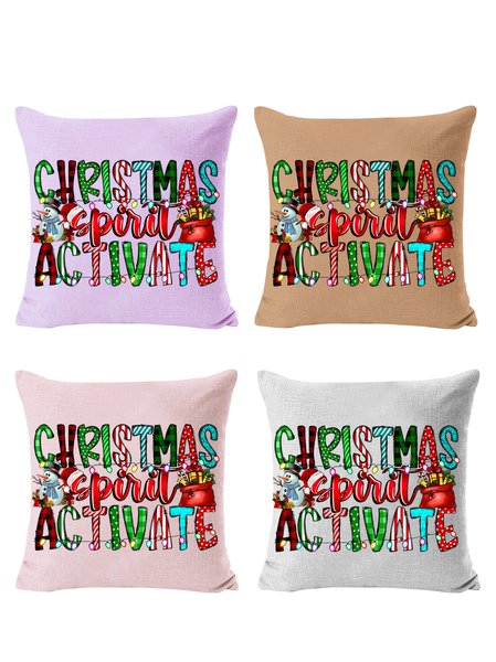 

18*18 Set of 4 Christmas Spirit Activate Snowman Graphics Print Crew Backrest Cushion Pillow Covers, Decorations For Home, Color3, Pillow Covers