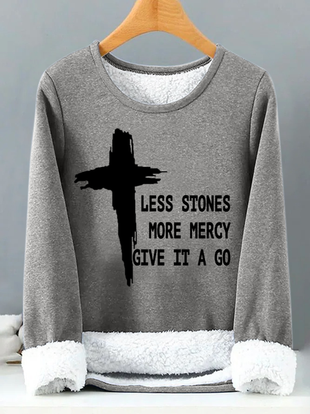 

Lilicloth X Herbert Less Stones More Mercy Give It A Go Womens Warmth Fleece Sweatshirt, Gray, Hoodies&Sweatshirts