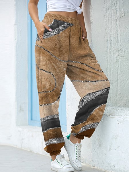 

Abstract Loose Casual Sweatpants, Multicolor, Pants