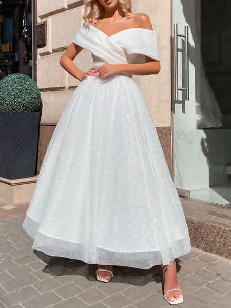 

Regular Fit Plain Elegant Dress & Party Dress, White, Maxi Dresses