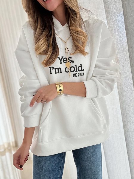 

Loose Hoodie Casual Plain Sweatshirt, White, Sweatshirts & Hoodies